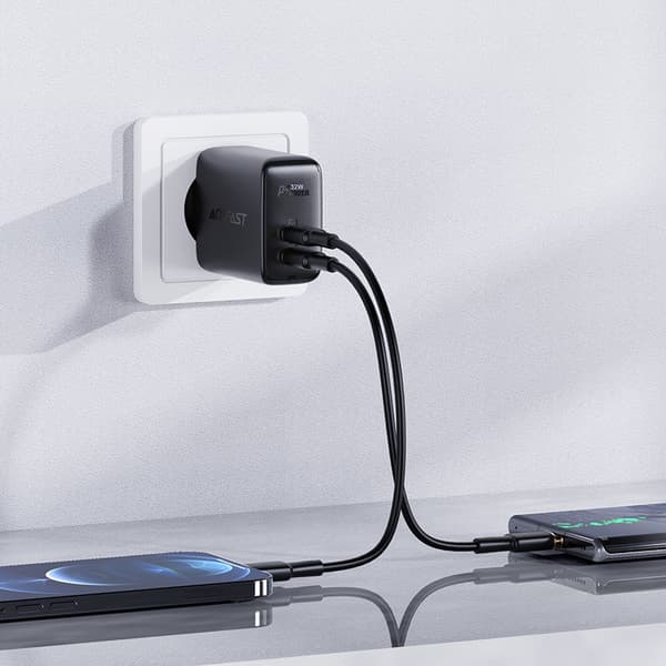 USB-C USB 32W vægoplader PPS PD QC 3.0 AFC FCP sort