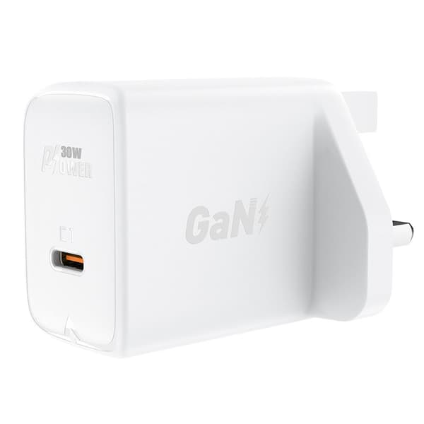 Suomi GaN USB-C laturi 30W Q3 3.0 AFC FCP UK pistoke valkoinen