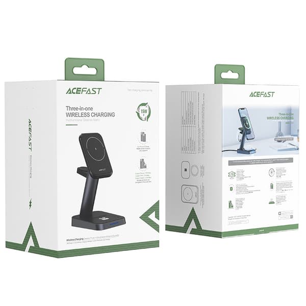 3in1 15W Qi-laturi magneettipidikkeellä iPhonelle, Apple Watchille ja AirPodsille, musta