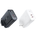 Miniatyrbild 4 av 6: Engelsk A32 GaN nätladdare två USB-C PD-portar 50W UK kontakt vit