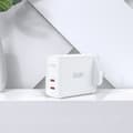Miniatyrbild 6 av 6: Engelsk A32 GaN nätladdare två USB-C PD-portar 50W UK kontakt vit