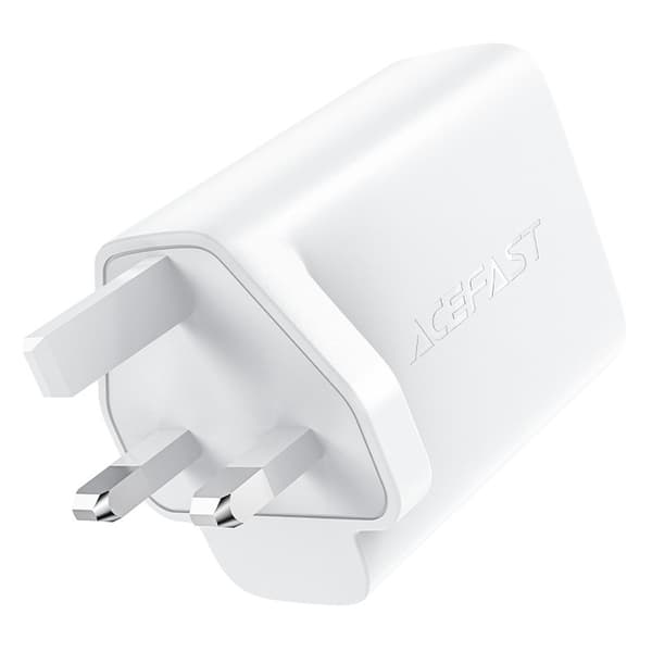 Engelsk A32 GaN nätladdare två USB-C PD-portar 50W UK kontakt vit