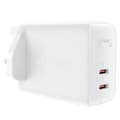 Miniatyrbild 1 av 6: Engelsk A32 GaN nätladdare två USB-C PD-portar 50W UK kontakt vit