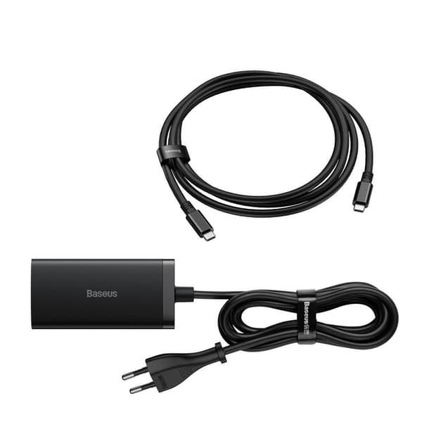 2-i-1 GaN5 Pro vægoplader + HUB HDMI 4K-konverter 2x USB-C USB-A sort