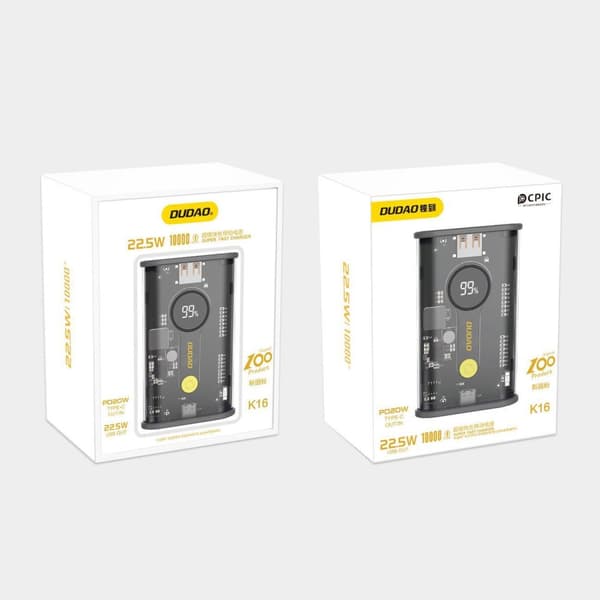 Powerbank K16 10000mAh USB-C USB-A 22,5W PD sort