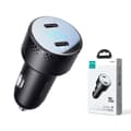 Miniatyrbillede 6 af 6: Billader med LED display 2x USB-C 70W, sort