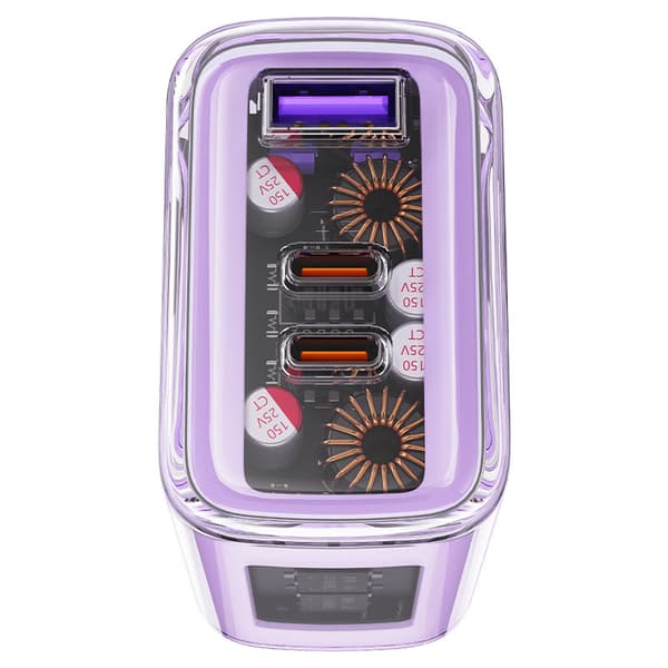 GaN 65W verkkolaturi 3 porttia 1x USB 2x USB-C vihreä