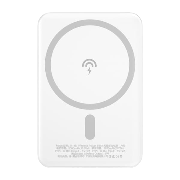 5000mAh magnetisk powerbank med MagSafe induktionsladdare, svart Vit