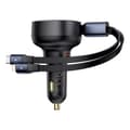 Miniatyrbillede 1 af 6: Biloplader med USB-C og udtrækkeligt USB-C kabel til iPhone 60W, sort