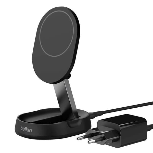 Induktionsladdare - BELKIN - BoostCharge Pro - 15W - Fällbart stativ - Qi2