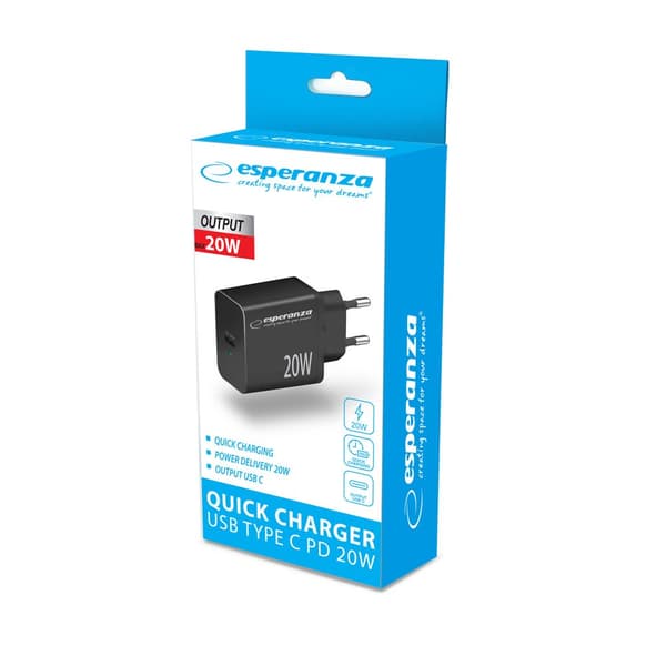 Esperanza EZC104K netoplader 20W Sort