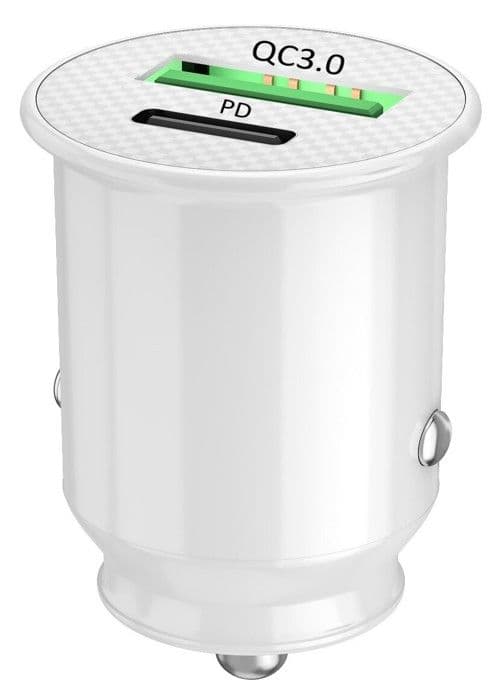 Cigarettändare Billaddare för Oukitel WP28E USB till USB Typ C Snabbladdning 30W PD & QC 3.0 - 2 portar