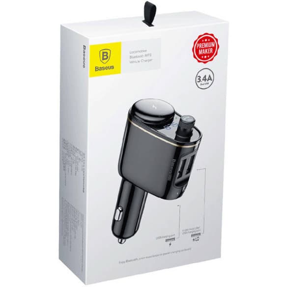 2in1 Bluetooth FM-bilsändare och 2x USB-laddare, svart