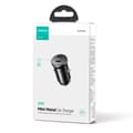 Miniatyrbillede 5 af 6: Mini biloplader til cigarettænderstik 30W 2x USB-C, metal, sort
