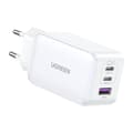 Miniatyrbillede 1 af 6: GaN 65W USB-A / 2x USB-C hurtigoplader, hvid