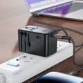 Miniatyrbillede 3 af 6: Universal GaN Rejseoplader 2x USB-A 3x USB-C stik UK EU USA AUS Sort