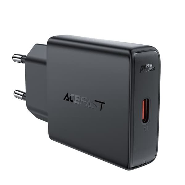 Lille flad GaN PD 20W USB-C sort oplader