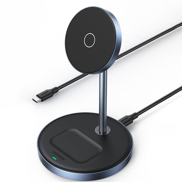 2i1 20W laddstation och MagSafe Qi USB-C magnetstativ, svart