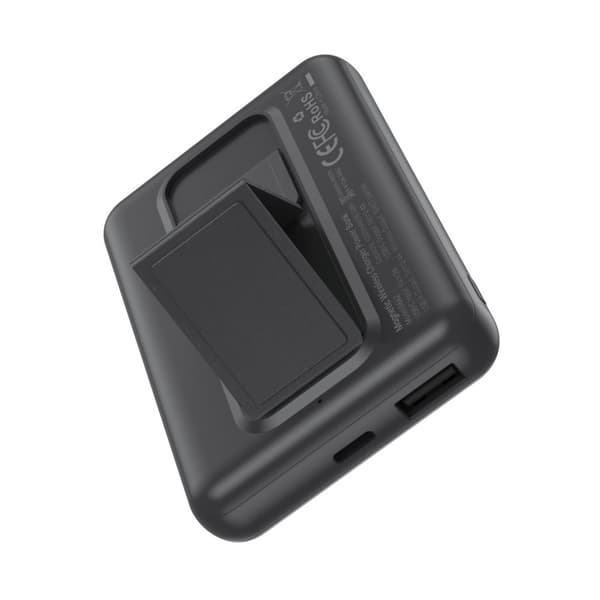 Powerbank 10000mAh langaton MagSafe USB-A USB-C jalusta toiminto musta