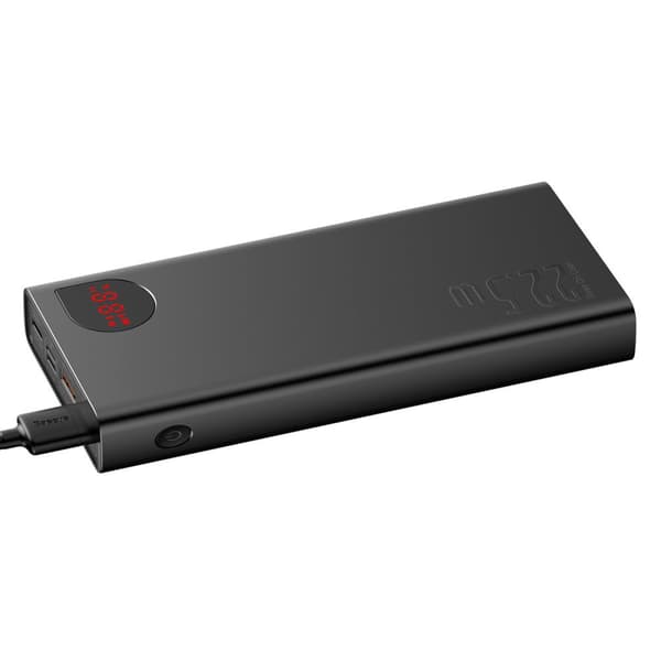 Adaman powerbank med hurtigopladning 20000mAh 22,5W USB-C kabel 0,3m sort