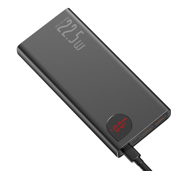 Adaman powerbank med hurtigopladning 20000mAh 22,5W USB-C kabel 0,3m sort