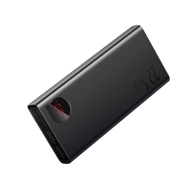 Adaman powerbank med hurtigopladning 20000mAh 22,5W USB-C kabel 0,3m sort