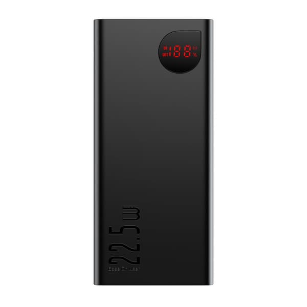 Adaman powerbank med hurtigopladning 20000mAh 22,5W USB-C kabel 0,3m sort Sort