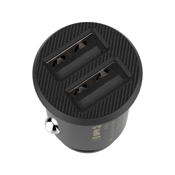 Mini billaddare för telefon 2x USB Grain Billaddare svart
