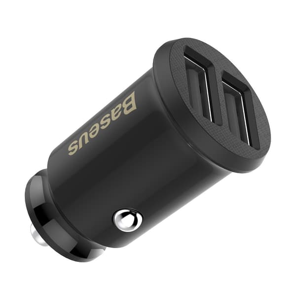 Mini billaddare för telefon 2x USB Grain Billaddare svart