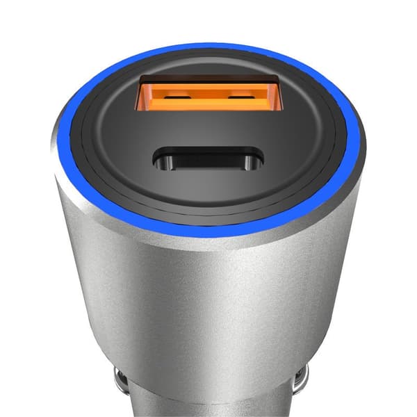 USB-C PD QC 22,5W USB biloplader, grå
