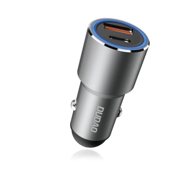 USB-C PD QC 22,5W USB biloplader, grå