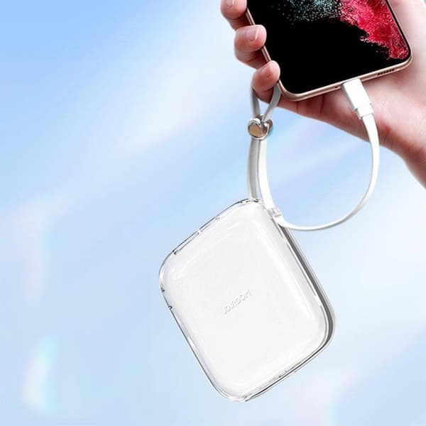 Powerbank 10000mAh JR-L005 med iPhone Lightning-kabel og USB-A-port, hvid