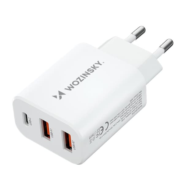 Verkkolaturi 100-240V 30W USB-C 2x USB-A valkoinen