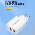 Pikkukuva 6 / 6: Verkkolaturi 100-240V 30W USB-C 2x USB-A valkoinen