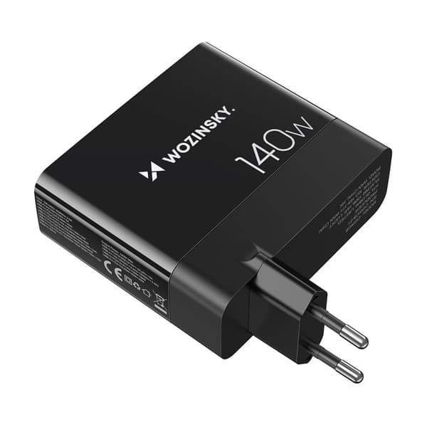Nätladdare 100-240V GaN 140W 3x USB-C / 2x USB-A svart