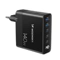Miniatyrbild 1 av 6: Nätladdare 100-240V GaN 140W 3x USB-C / 2x USB-A svart