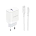 Pikkukuva 1 / 6: USB-A 18W seinälaturi USB-A:lla - Lightning-kaapeli iPhonelle, valkoinen
