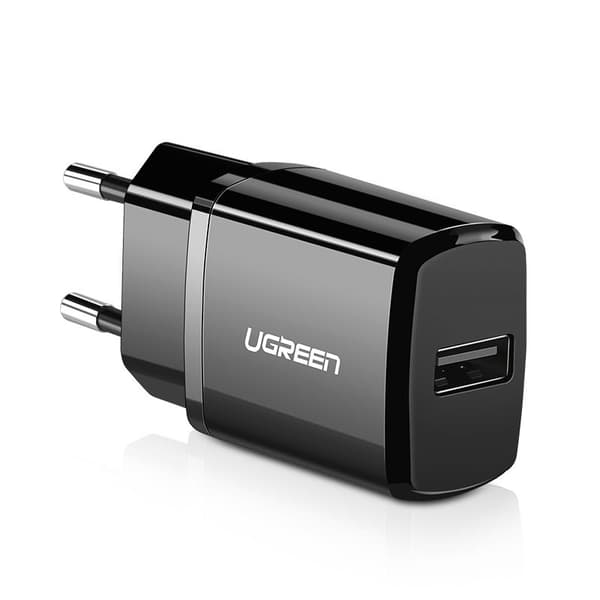 Lille USB 2.1A telefonoplader, sort
