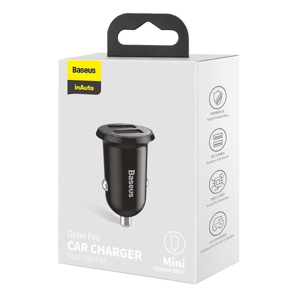 Grain PRO 2x USB 4.8A billader, sort