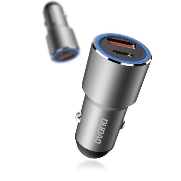 USB-C PD QC 22,5W USB biloplader, grå
