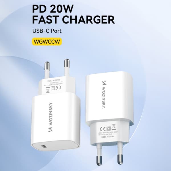 20W USB-C 100-240V vægoplader, hvid