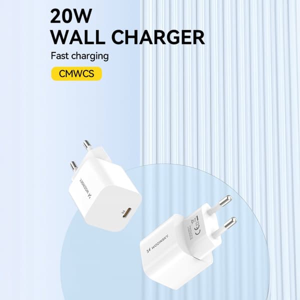 100-240V PD USB-C 20W vægoplader, hvid