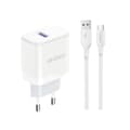 Miniatyrbillede 1 af 6: USB-A 18W vægoplader med USB-A - USB-C kabel, hvid
