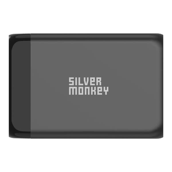 GaN 130 W seinälaturi 3xUSB-C PD USB-A QC 3.0 virtajohdolla, musta