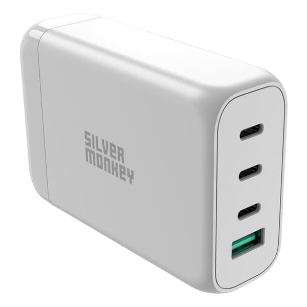 GaN 130W vægoplader med 3xUSB-C PD USB-A QC 3.0 strømkabel, hvid