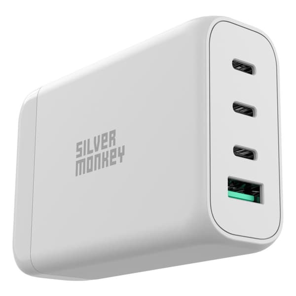 GaN 130W vægoplader med 3xUSB-C PD USB-A QC 3.0 strømkabel, hvid