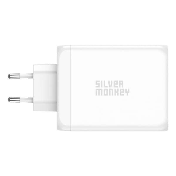 Kraftig GaN oplader 200W 3xUSB-C PD USB-A QC 3.0 hvid