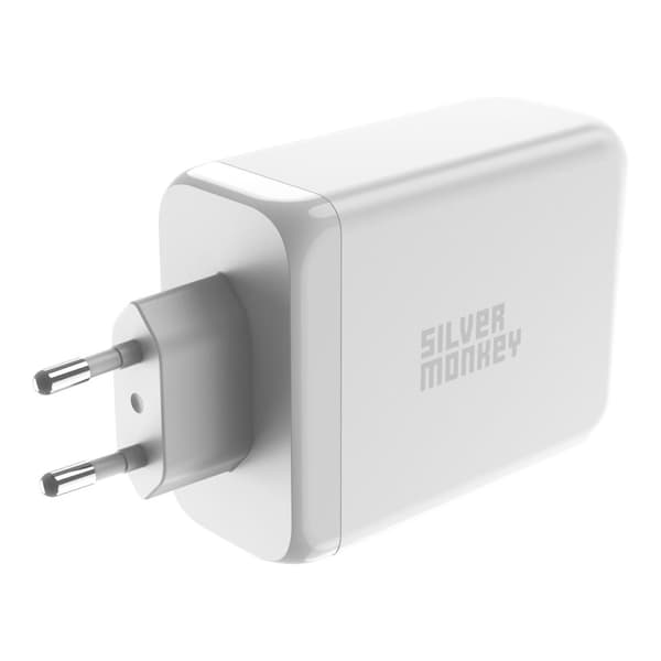 Kraftig GaN oplader 200W 3xUSB-C PD USB-A QC 3.0 hvid
