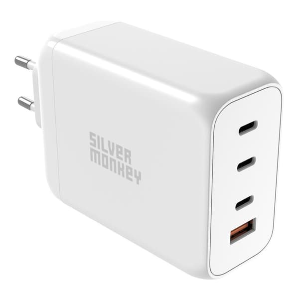 Kraftig GaN oplader 200W 3xUSB-C PD USB-A QC 3.0 hvid