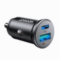 Miniatyrbillede 1 af 6: Mini biloplader 30W USB-A QC3.0 USB-C PD sort
